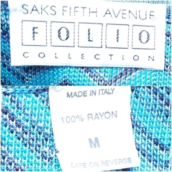 SAKS FIFTH AVENUE CHEVRON CARDIGAN - BLUE - Picture 3 of 4